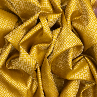 Yellow Handloom Kanchipuram Korvai Silk Saree With Floral Jaal Motifs