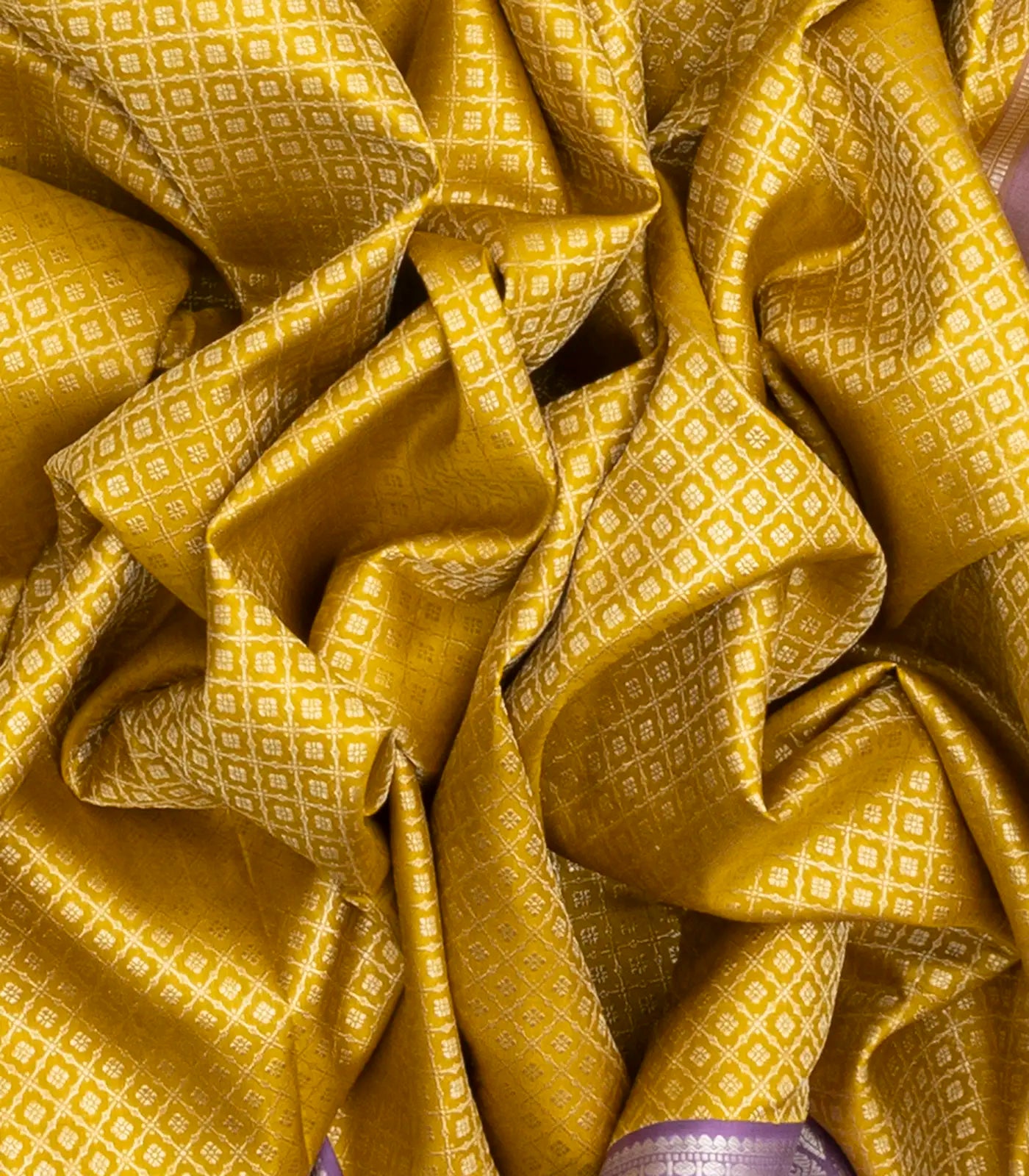 Yellow Handloom Kanchipuram Korvai Silk Saree With Floral Jaal Motifs