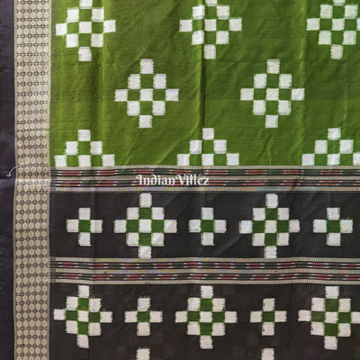 Dark Mehendi Green Pasapali Theme Sambalpuri Silk Saree