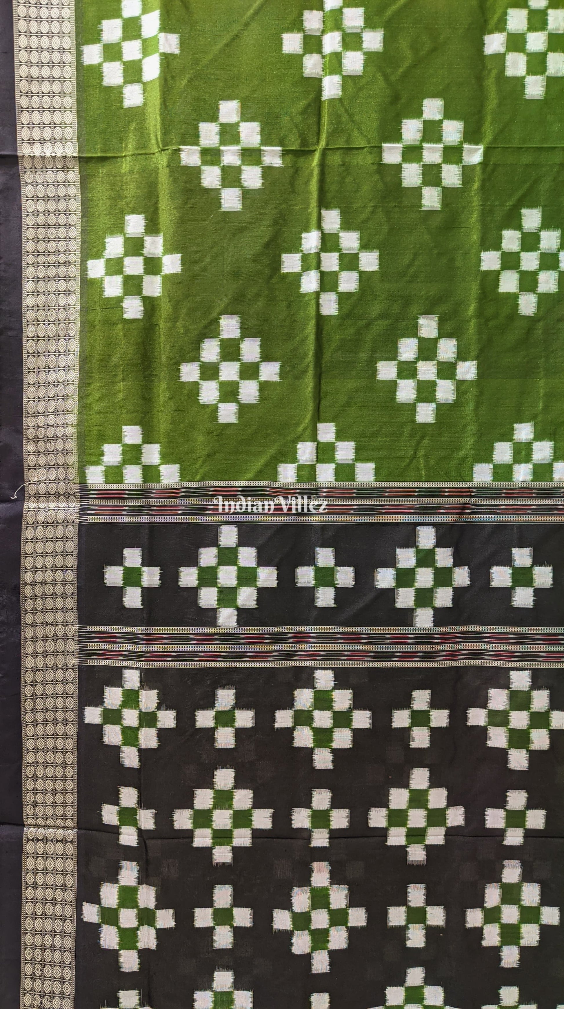 Dark Mehendi Green Pasapali Theme Sambalpuri Silk Saree