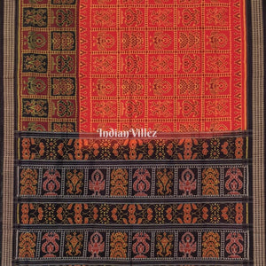 Red Kothi Design Odisha Ikat Sambalpuri Cotton Saree