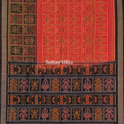 Red Kothi Design Odisha Ikat Sambalpuri Cotton Saree