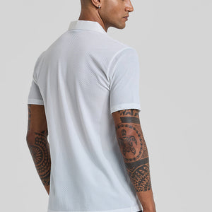 White Textured Polo T-Shirt