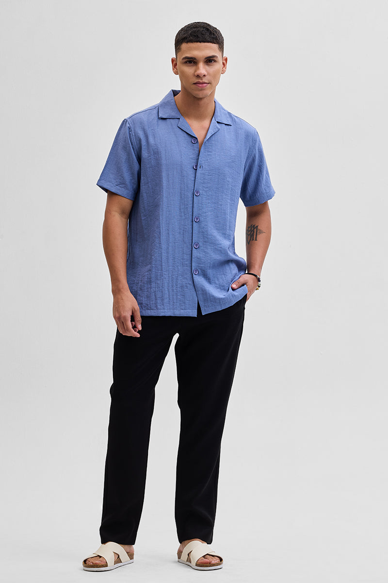 Blue Box Fit Linen Blend Shirt