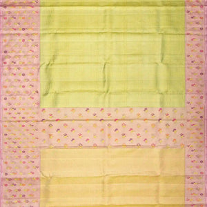 Cardamom Green Handloom Kanchipuram Tissue Silk Saree With Floral Motifs