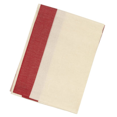 White Handloom Bengal Cotton Saree With Red Border