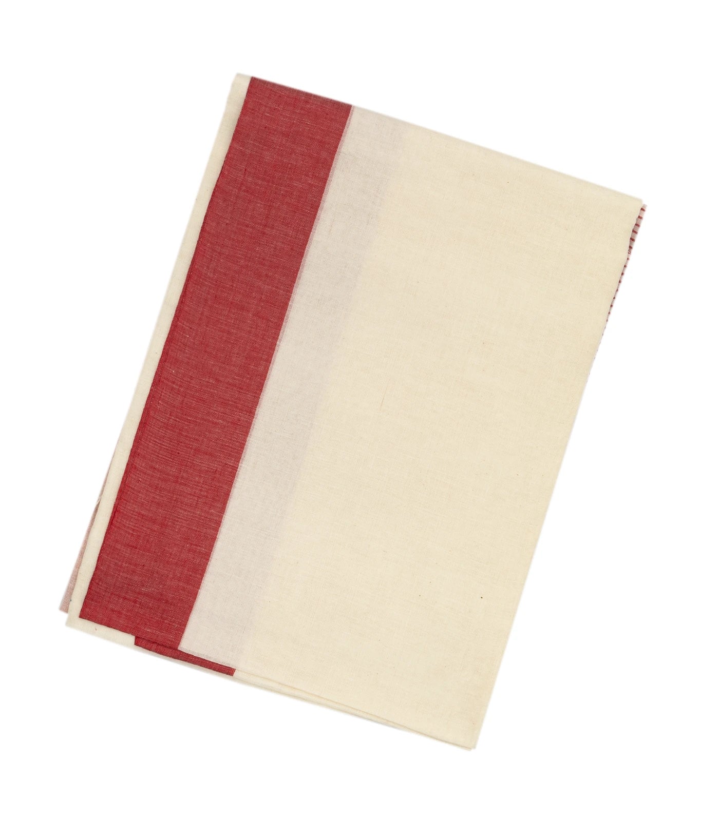 White Handloom Bengal Cotton Saree With Red Border