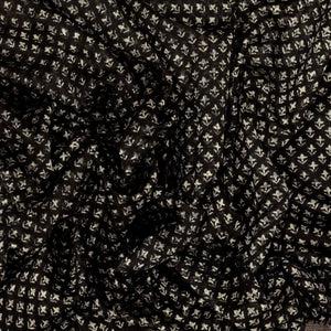 Black Woven Chanderi Printed Cotton Saree With Floral Print