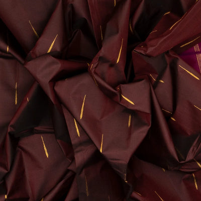 Maroon Handloom Kanchipuram Silk Saree With Jasmine Bud Motifs