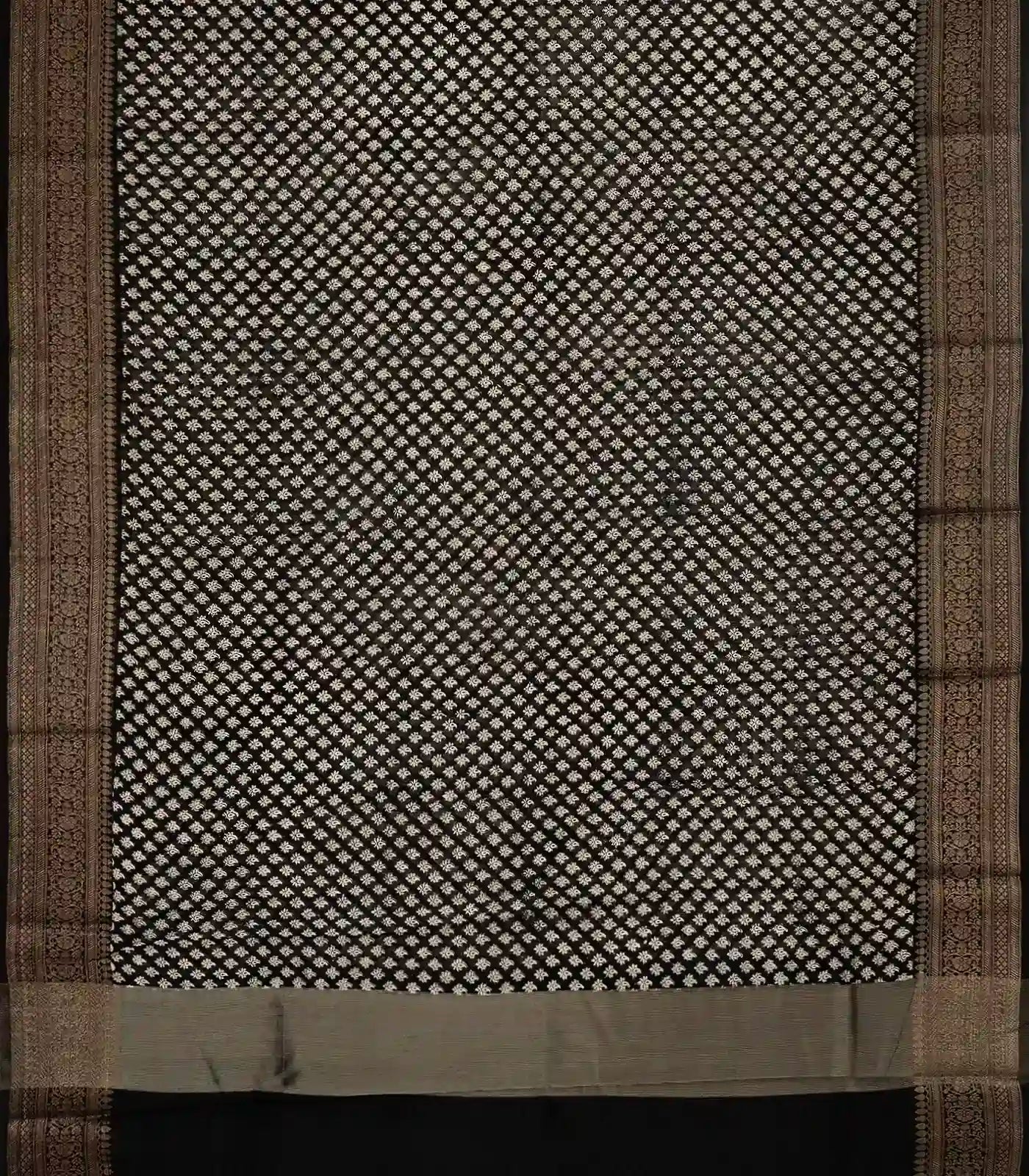 Black Woven Chanderi Cotton Saree With Printed Mango Motifs