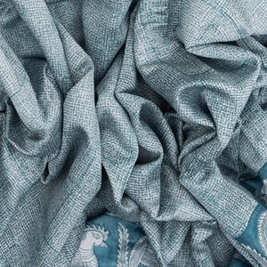 Steel Blue Woven Chanderi Cotton Saree Printed With Annam Motifs