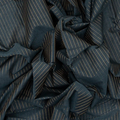 Dark Grey Handloom Kanchi Cotton Saree With Zari Stripes