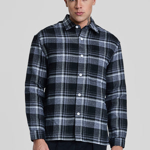 Black Plaid Box Fit Flannel Shirt