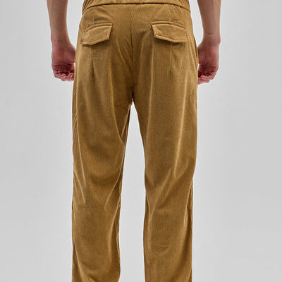 Light Brown Corduroy Relaxed Fit Trousers