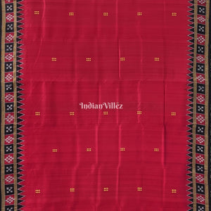 Red Single Border Pasapali Khandua Pata Silk Saree