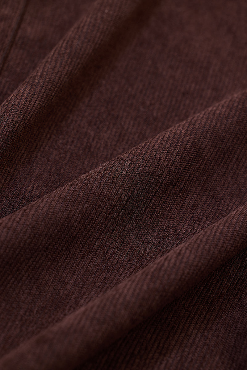 Dark Brown Slim Fit Corduroy Shirt