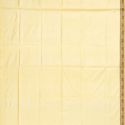 Cream Banarasi Silk Saree With Floral Motifs
