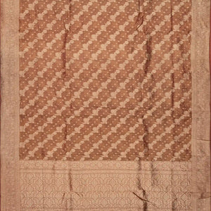 Peach Banarasi Tissue Silk Saree With Floral Motifs