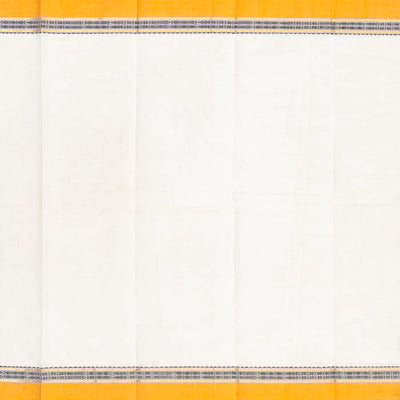 White Handloom Kanchi Cotton Saree With Spear Buttas