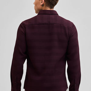 Burgundy Textured Slim Fit Shirt