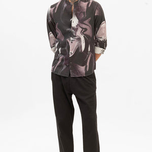 Mauve Abstract Mandarin Shirt
