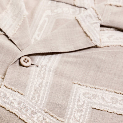 Beige Geometric Box Fit Shirt