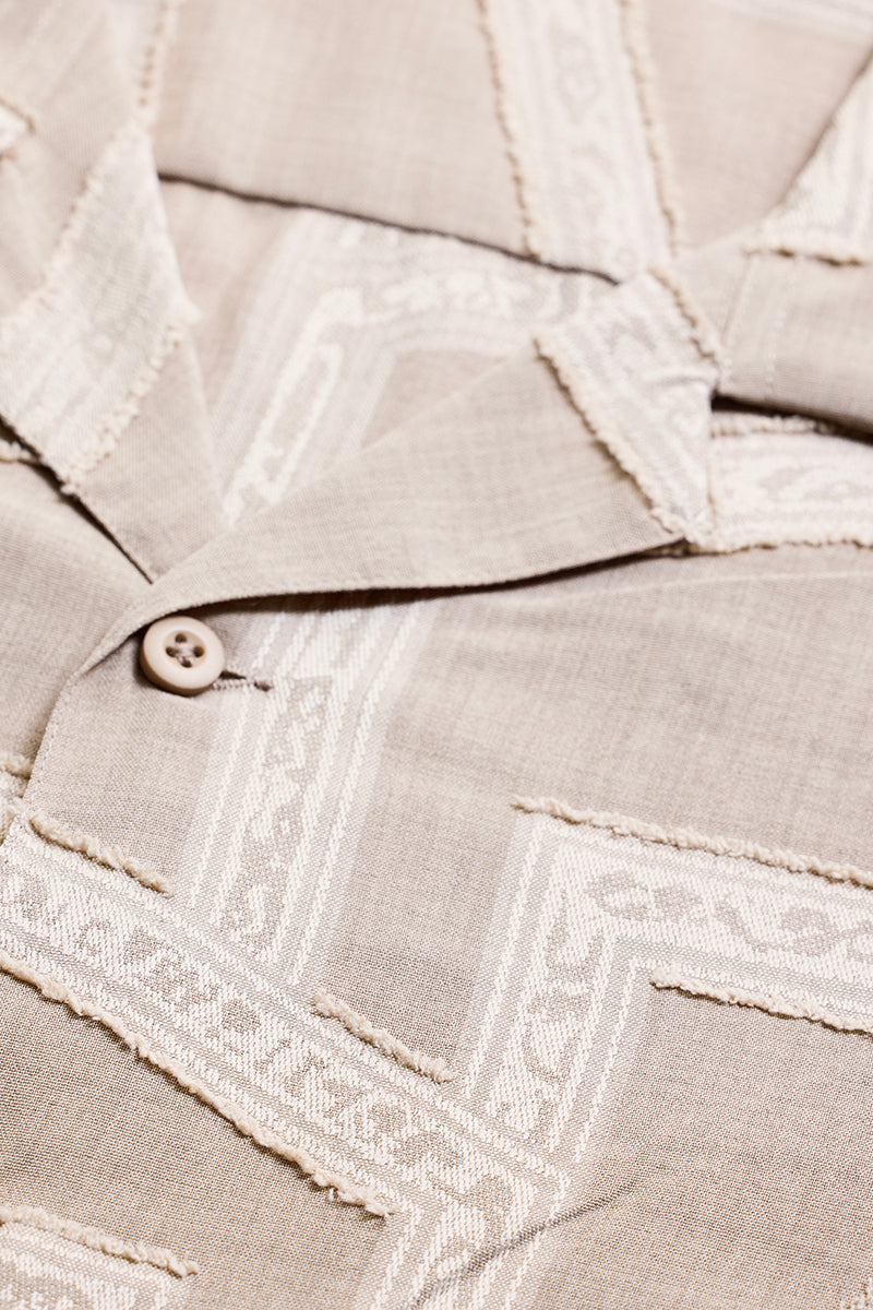 Beige Geometric Box Fit Shirt