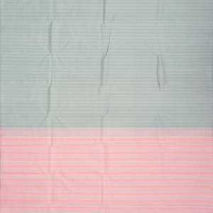 Grey Handloom Kanchipuram Silk Saree With Dotted Stripes