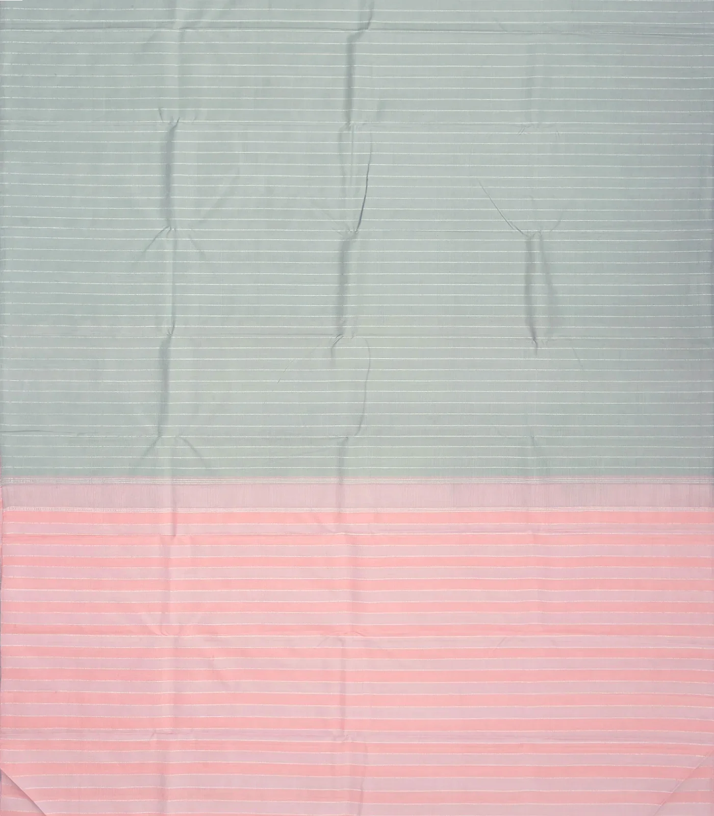 Grey Handloom Kanchipuram Silk Saree With Dotted Stripes