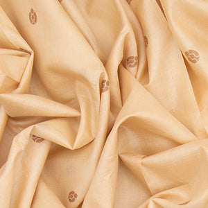 Cream Handwoven Tussar Silk Saree With Kamalam Motifs & Mango Vine Motifs in Border-Cream
