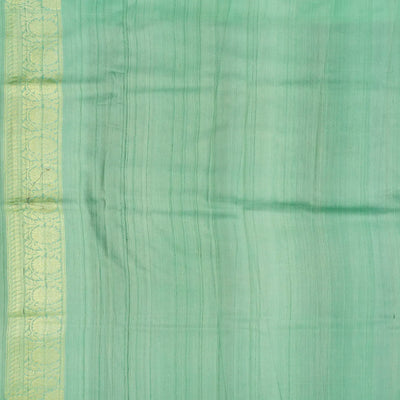 Pink Handwoven Tussar Georgette Silk Saree With Flower Bud Butta & Vine Motifs in Turquoise Border-Pink