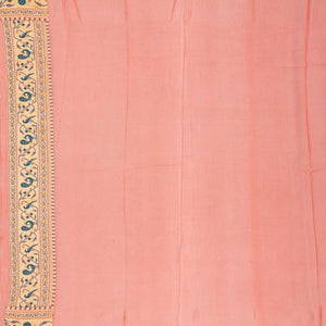 Light Peach Handwoven Banarasi Khaddi Georgette Silk Saree With Peacock Motifs