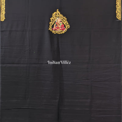 Black Nartaki Pattachitra Kurti Cotton Dress Material (Pre-Order)