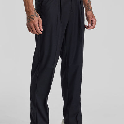 Black Relaxed Fit Korean Trousers
