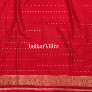 White Red Banarasi Katan Silk Saree