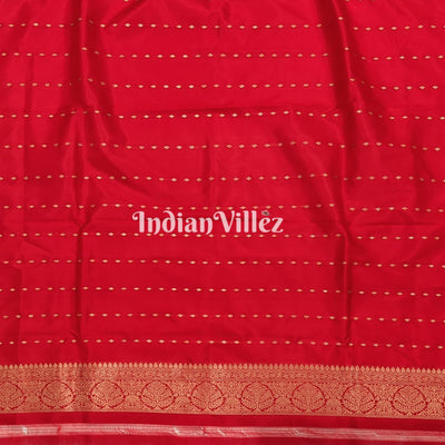 White Red Banarasi Katan Silk Saree