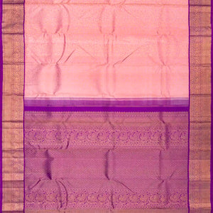 Baby Pink Handloom Kanchipuram Korvai Silk Saree With Floral Vine Motifs