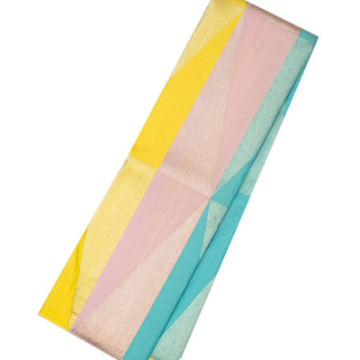 Multi Color Handloom Kanchipuram Silk Saree With Triangle Motifs