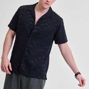 Black Geometric Box Fit Shirt