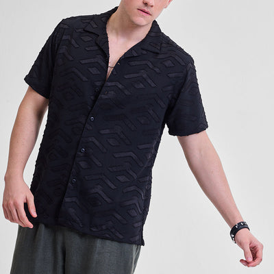 Black Geometric Box Fit Shirt