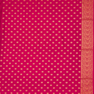 Hot Pink Woven Blended Dupion Saree With Small Floral Motifs
