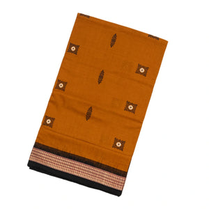 Oil Mustard Handloom Orissa Cotton Saree With Tie & Dye Pallu