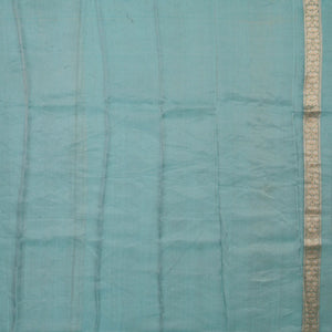 Blue & Green Banarasi Tissue Silk Saree With Diagonal Stripes