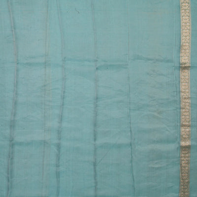 Blue & Green Banarasi Tissue Silk Saree With Diagonal Stripes