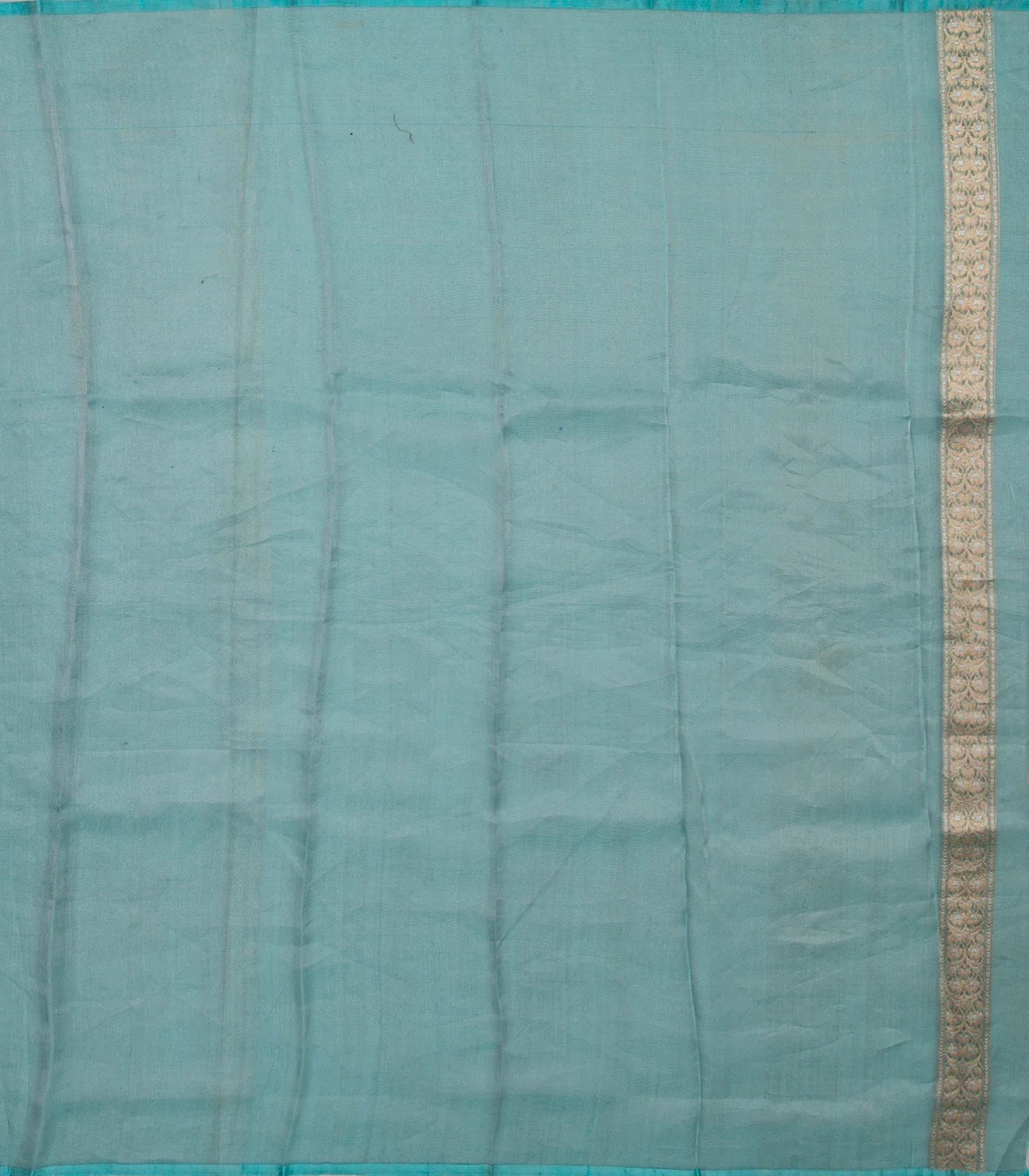 Blue & Green Banarasi Tissue Silk Saree With Diagonal Stripes