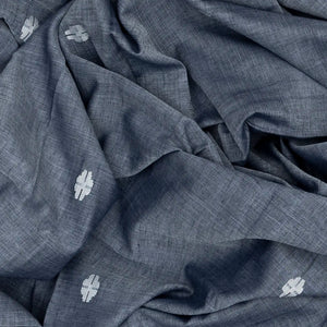 Grey Handloom Bengal Cotton Saree With Flower Buttas