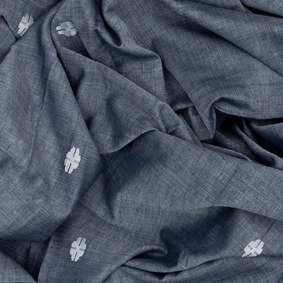 Grey Handloom Bengal Cotton Saree With Flower Buttas