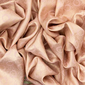 Light Peach Handloom Kanchipuram Silk Saree With Printed Border and Pallu