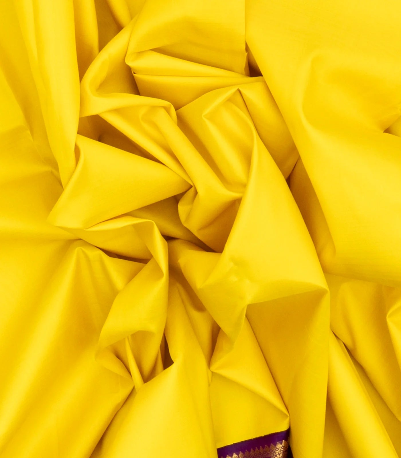 Lemon Yellow Handloom Korvai Kanchipuram Silk Saree With Magenta Border