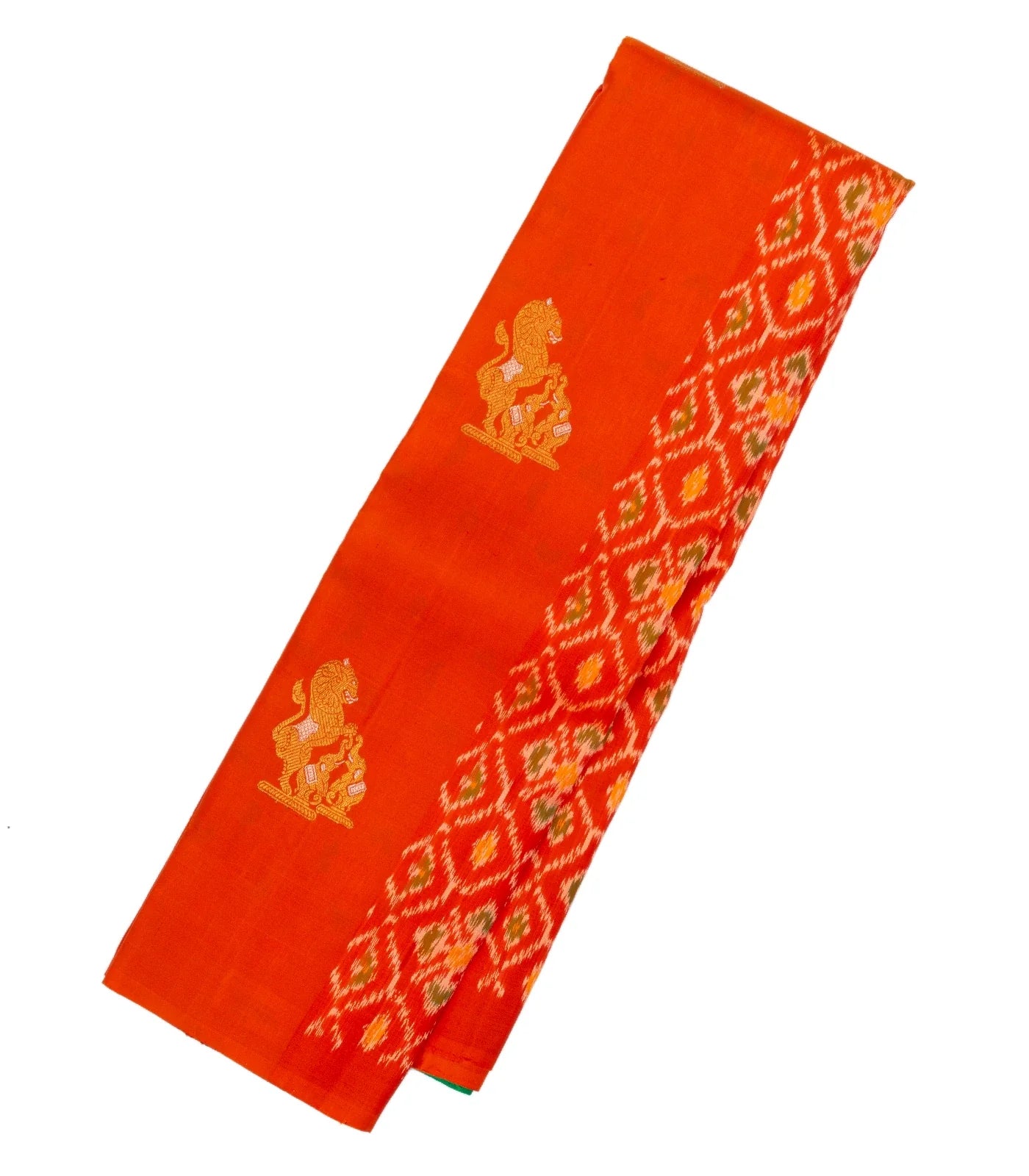 Red Handloom Kanchipuram Silk Saree With Ikat Floral Motifs